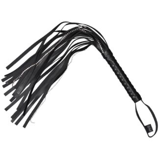 Sex & Mischief Crystal Whip Flogger 23.8 Inch - Black